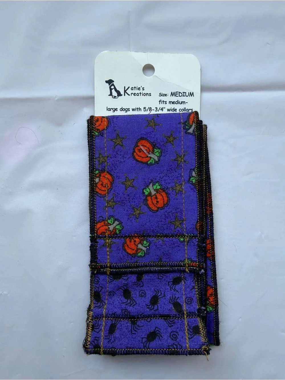 NEW Katie’s Kreations Halloween Dog Collar Slip On Bandana Medium Purple